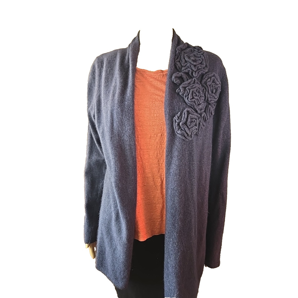 Cynthia Rowley Women's Blue Angora rabbit Hair Blend Cardigan Size Large